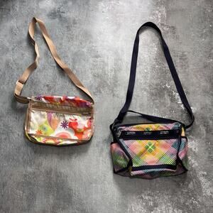 2000s Y2K Multi Colored Floral Geometric Print Crossbody Bags! Lesportsac
